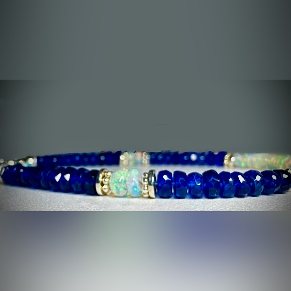 🌟 ONE-Of-A-KIND Rare🌟AAAA+ Royal Blue Sapphire ✧ Welo Opal ✧ Sterling Silver - Picture 6 of 10